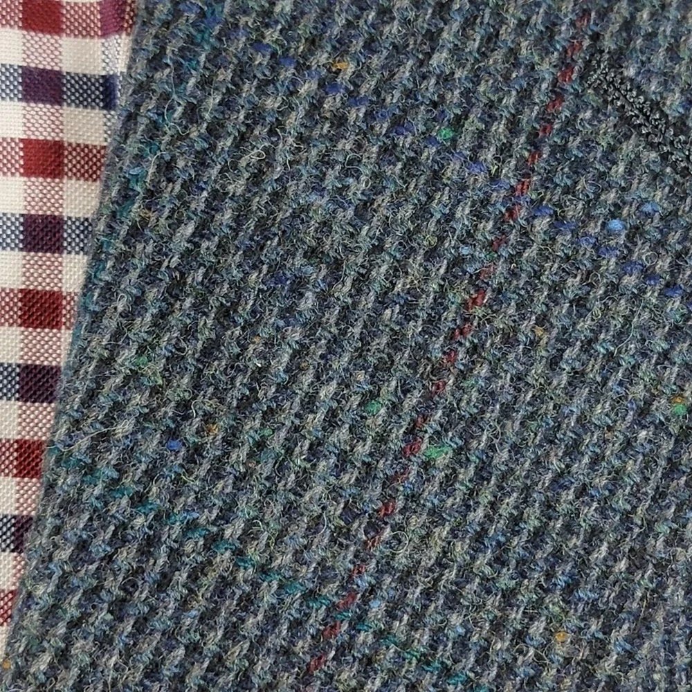 VTG Evan Picone Men's Tweed Sport Coat Blazer‎ Two Button Navy Plaid Wool Sz 44L